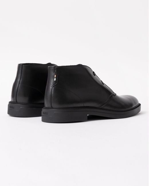 Boss Black Calev Leather Desert Boots With Signature Stripe Detailing for men