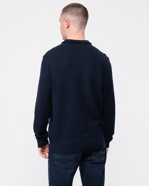 Ted Baker Blue Kurnle Long Sleeve T Knit Funnel Neck Jumper for men