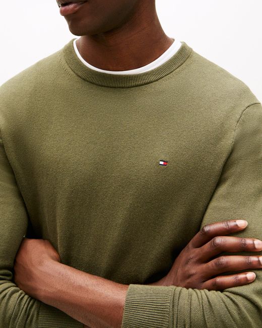Tommy Hilfiger Green Organic Cotton Cashmere Crew Sweater for men