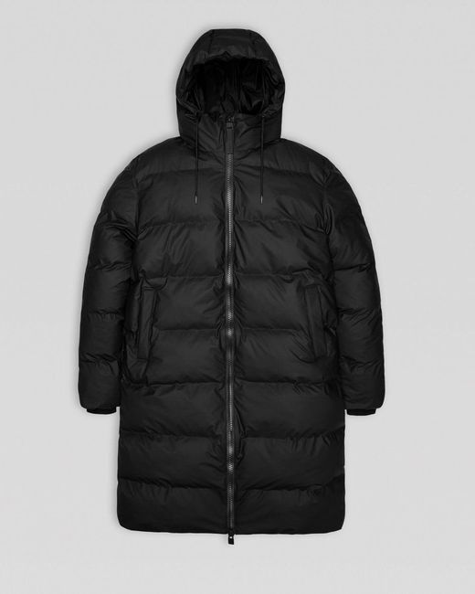 Rains Black Alta Long Puffer Jacket Size: S