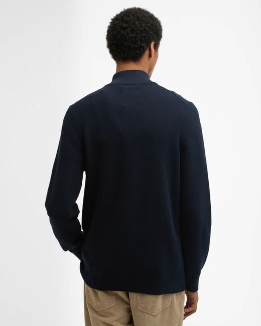 Barbour Blue Essential Honeycomb Half Zip Sweater for men