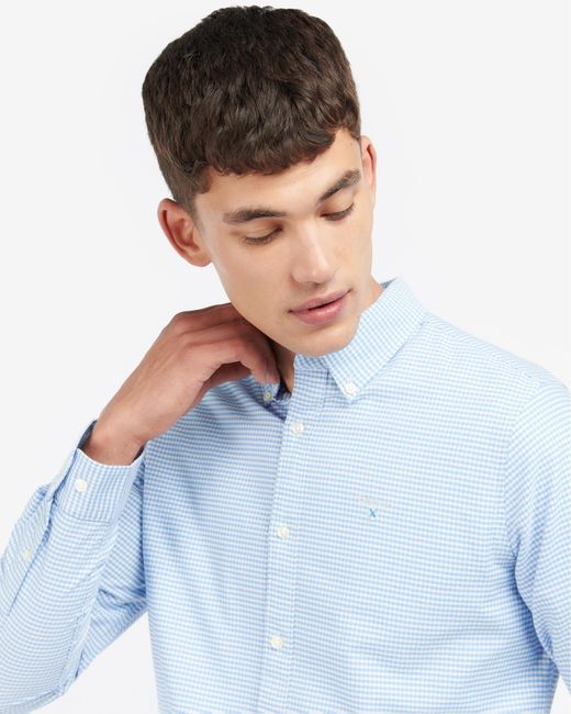 Barbour Blue Gingham Oxtown Long Sleeve Tailored Shirt for men