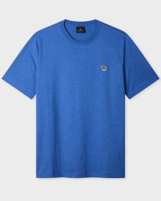 Paul Smith Blue Ps Organic Cotton Zebra Logo T-Shirt for men
