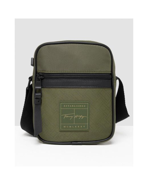 Tommy Hilfiger Green Th Signature Mini Reporter Bag for men