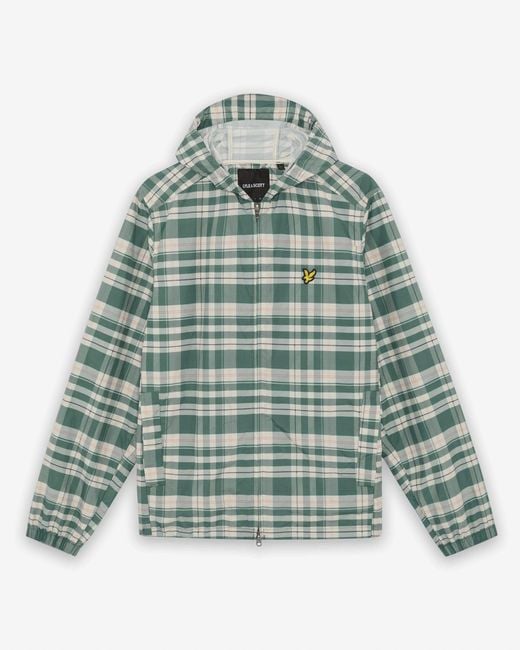 Lyle & Scott Blue Tartan Lightweight Hooded Jacket for men