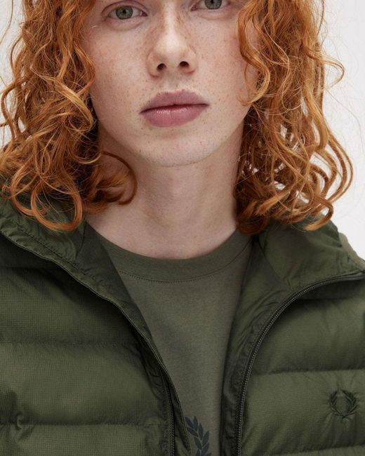 Fred perry hooded puffer jacket in green clearance