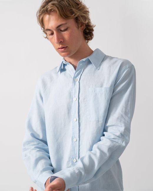 COLORFUL STANDARD Blue Long Sleeve Linen Shirt for men