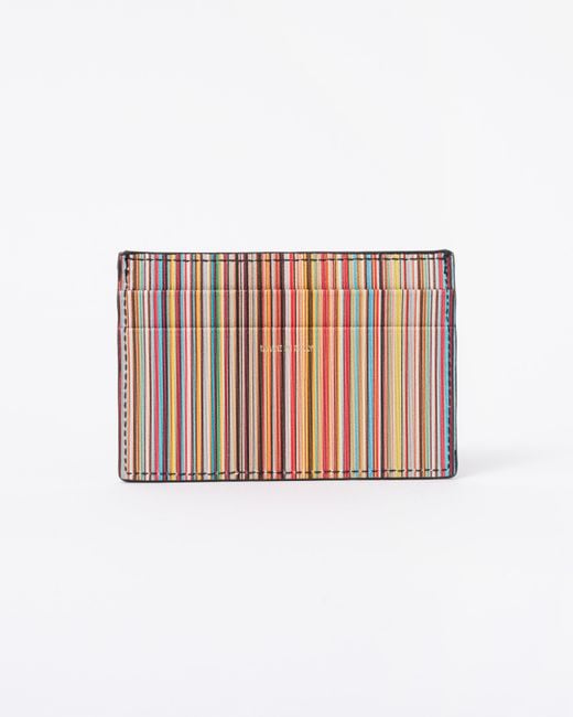 Paul Smith Black Signature Stripe Card Holder for men