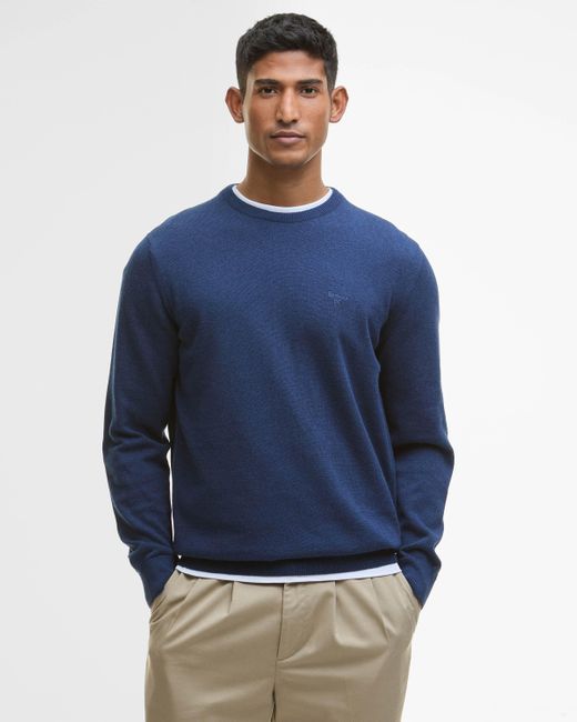 Barbour Blue Pima Cotton Crew Sweatshirt for men
