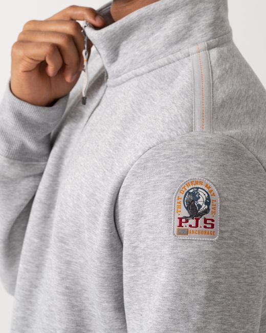 Parajumpers Gray Broad Peak Quarter Zip Sweatshirt for men