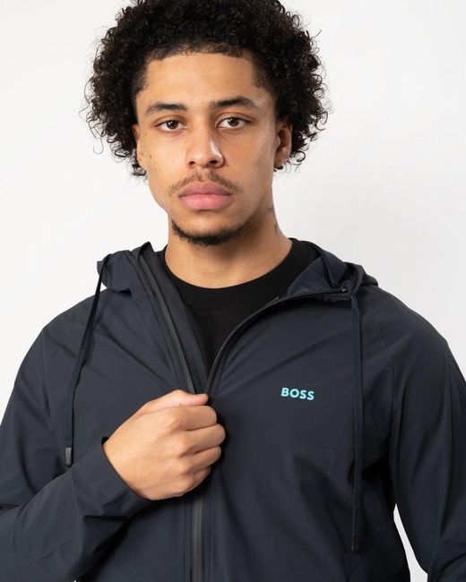 Boss Blue Sicon Active 1 Zip-up Hoodie With Decorative Reflective Details for men