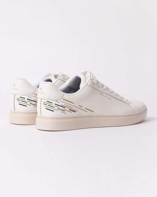 Paul Smith White Rex Embroidered Stripe Trainers Nos for men