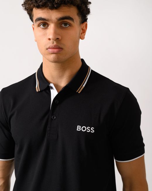 Boss Black Paddy Pro Cotton Blend Polo Shirt With Contrast Logos Nos Size: L for men