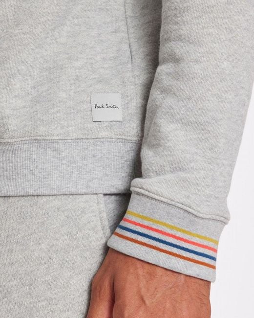 Paul Smith Gray Long Sleeve Lounge Top With Artist Stripe Cuffs for men