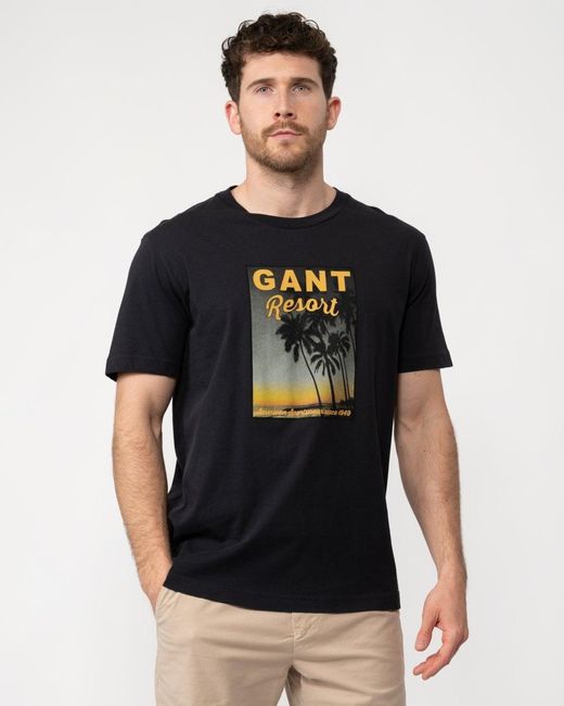 Gant Black Washed Graphic Short Sleeve for men