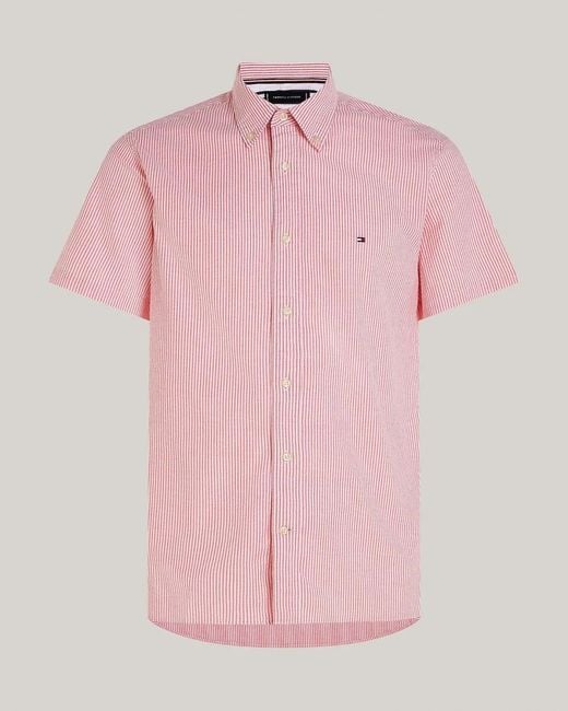 Tommy Hilfiger Pink 1985 Flex Oxford Stripe Shirt for men