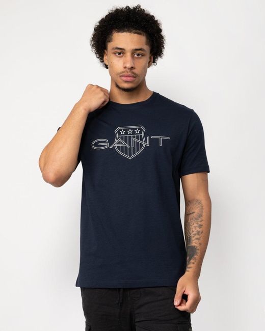 Gant Blue Short Sleeve Logo for men