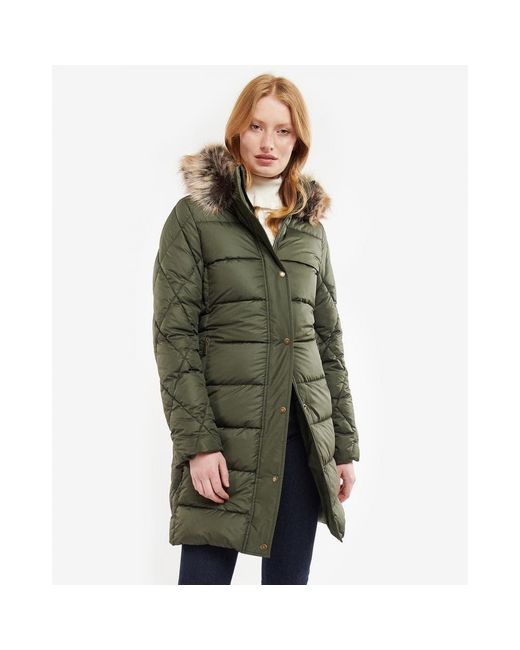 Barbour Daffodil Long Quilted Jacket in Olive (Green) | Lyst