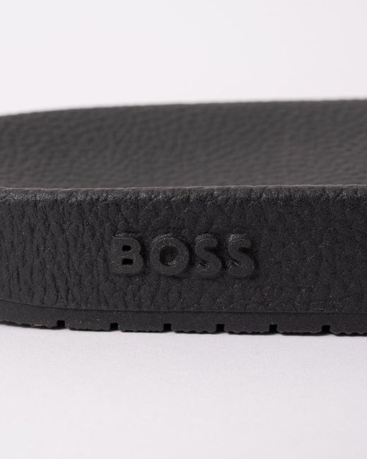 Boss Black Boss Aryeh Italian-Made Slides With Large Logo Detail Colour: Medium 036 for men