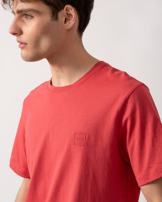 Boss Red Tales Cotton-jersey T-shirt With Logo Patch for men