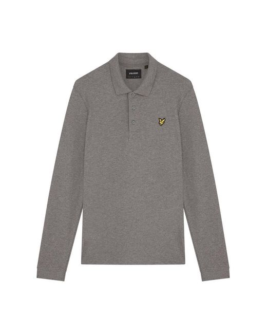 Lyle & Scott Long Sleeve Polo Shirt in Gray for Men | Lyst