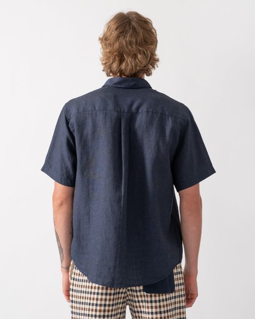 COLORFUL STANDARD Blue Short Sleeve Linen Shirt for men