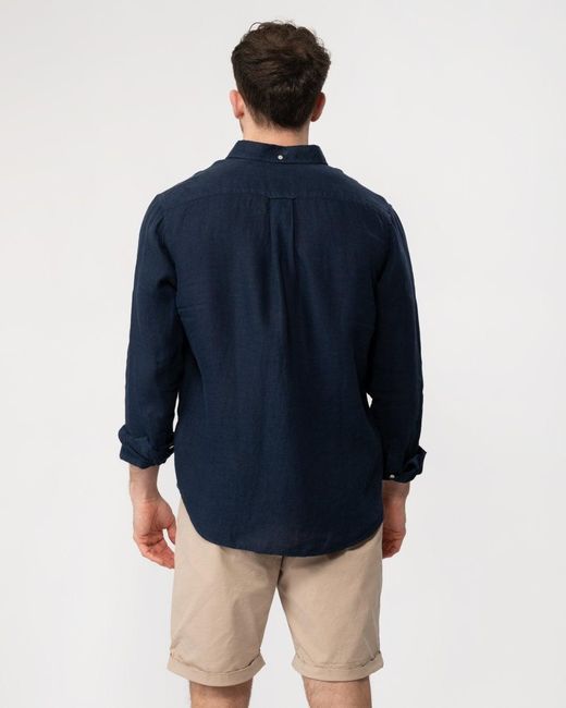 Gant Blue Regular Garment Dyed Linen Shirt for men