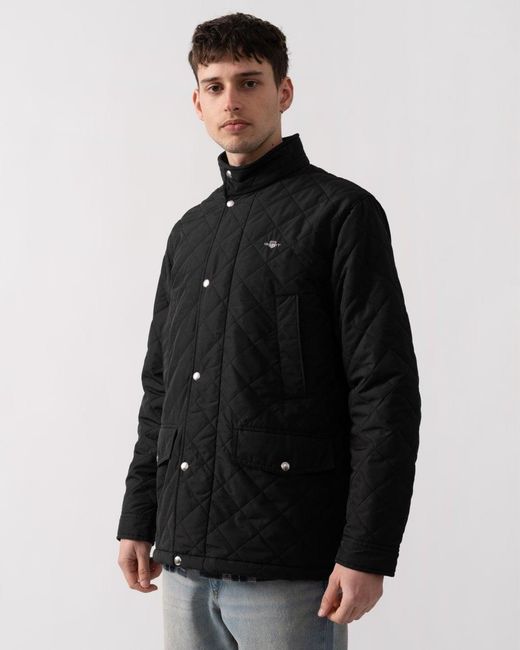 Gant Black Quilted Windcheater Mid Jacket for men