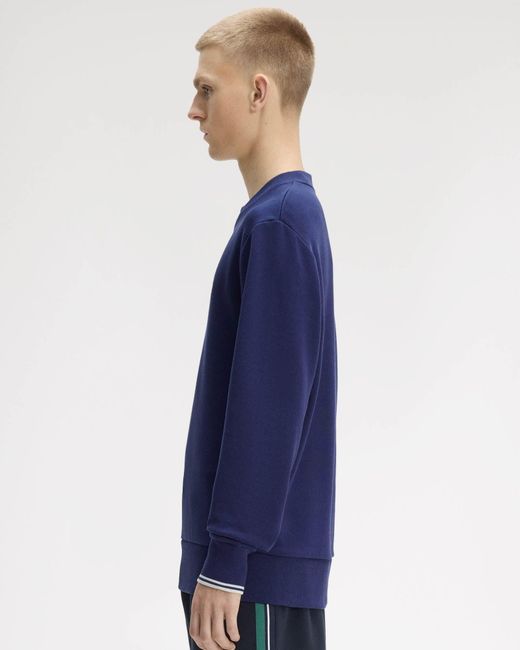 Fred Perry Blue Crew Neck Sweatshirt for men