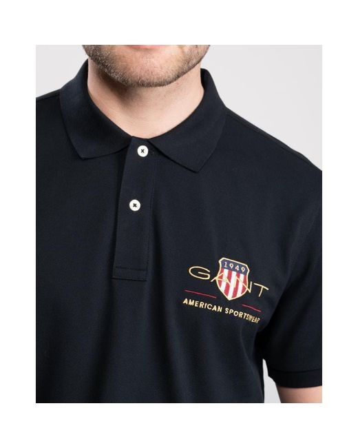 GANT D1. Archive Shield Ss Pique Polo Shirt in Black for Men | Lyst