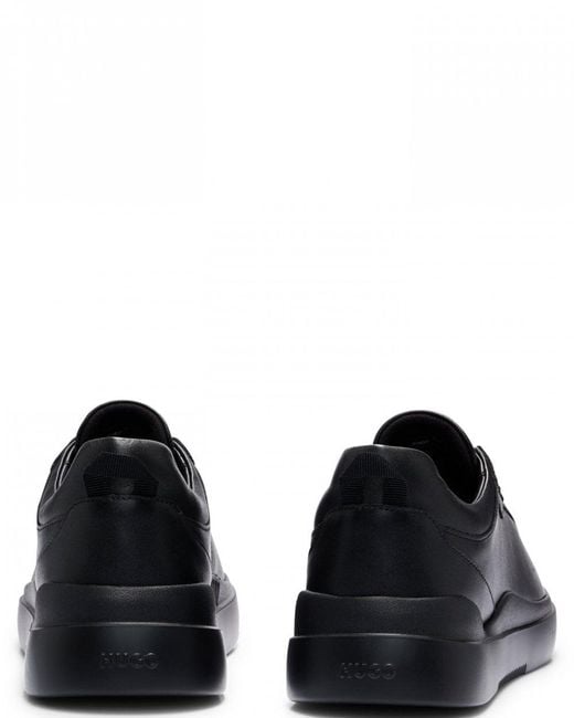HUGO Black Cupsole Trainers In Smooth Leather for men