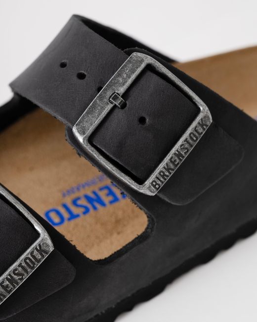 Birkenstock Black Arizona Soft Footbed Oiled Leather Sandals