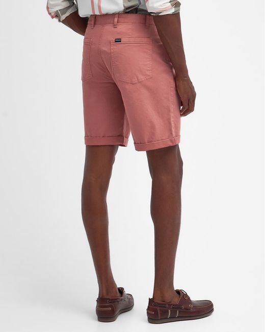Barbour Red Overdyed Twill Shorts for men