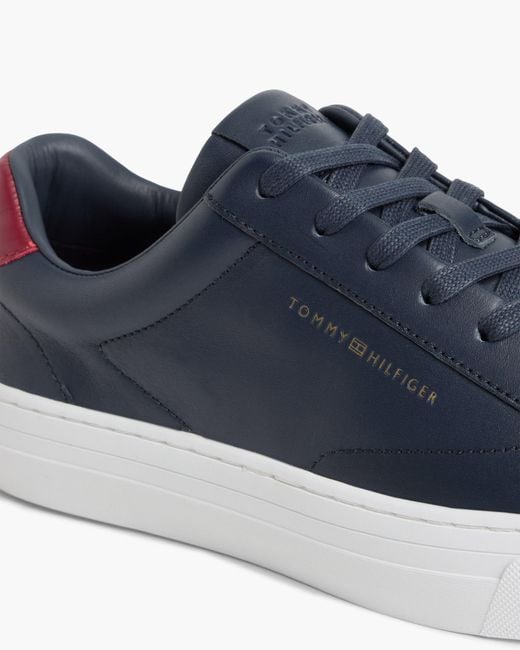 Tommy Hilfiger Blue Premium Dress Nappa Leather Cupsole Trainers for men