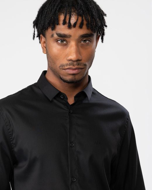 Armani Exchange Black Long Sleeve Bi-stretch Shirt for men