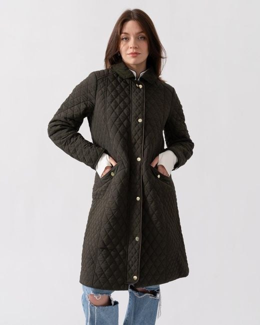 Joules Black Rosewell Long Quilted Jacket