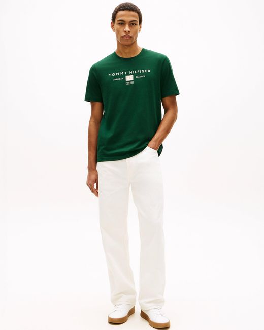 Tommy Hilfiger Green Brand Love Mono Stack T-Shirt for men