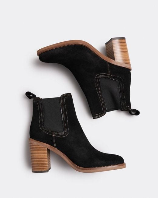 Penelope Chilvers Black Paloma Suede Heeled Chelsea Boots