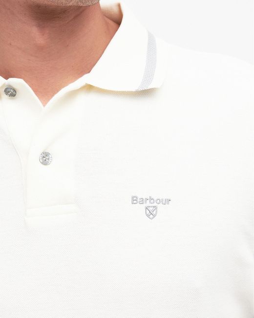 Barbour White Newbridge Tailored Polo for men