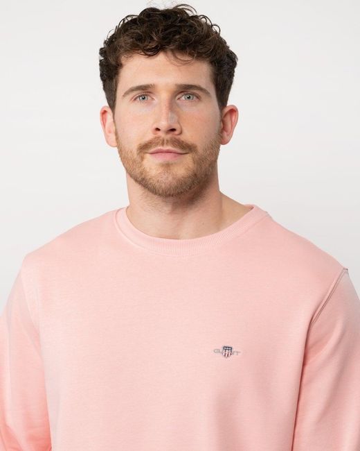 Gant Pink Regular Fit Shield Logo Crew Neck Sweatshirt for men