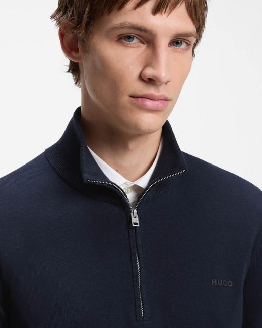 HUGO Blue San Quintus-C2 1/4 Zip Funnel Neck Jumper for men