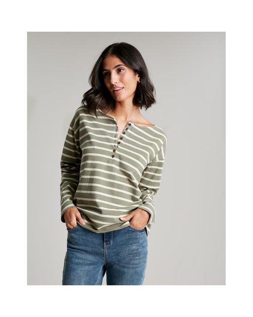 Joules Gray Olive Long Sleeve Henley Top