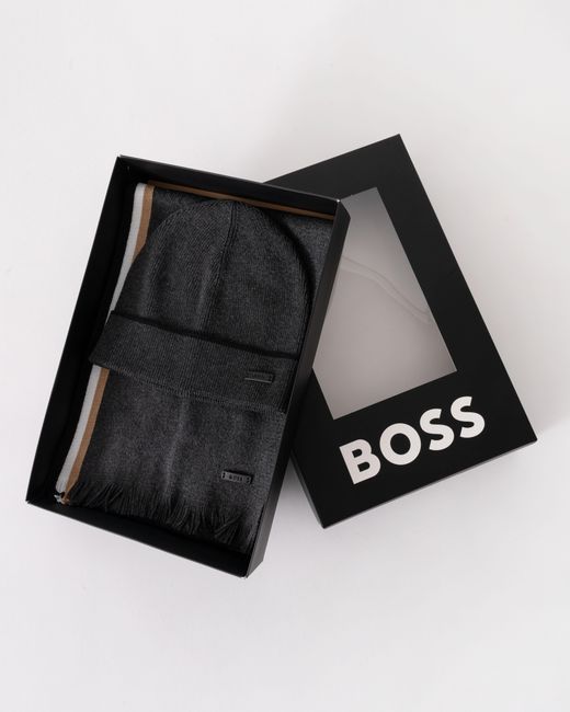 Boss Black Henzo Hat & Scarf Gift Set for men