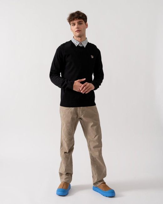 Paul Smith Black Ps Crew Neck Zebra Badge Jumper for men