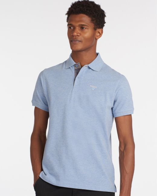Barbour Blue Tartan Pique Polo for men