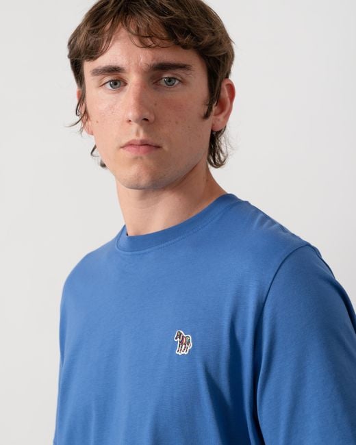 Paul Smith Blue Ps Organic Cotton Zebra Logo T-Shirt for men