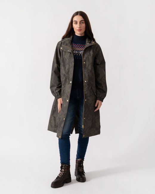 Joules Green Holkham Packable Printed Raincoat
