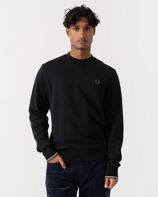 Fred Perry Black Crew Neck Sweatshirt for men