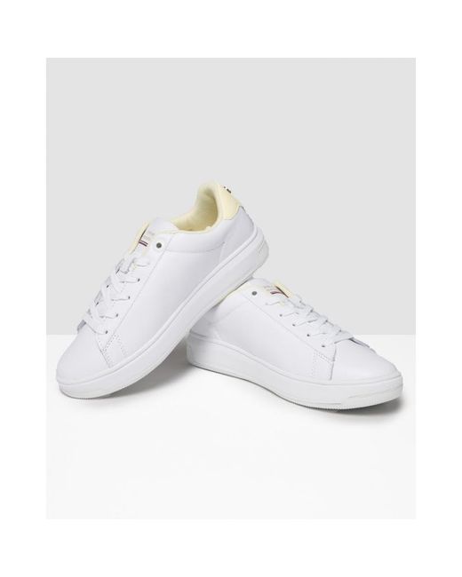 Tommy Hilfiger White Lowcut Leather Cupsole Trainers