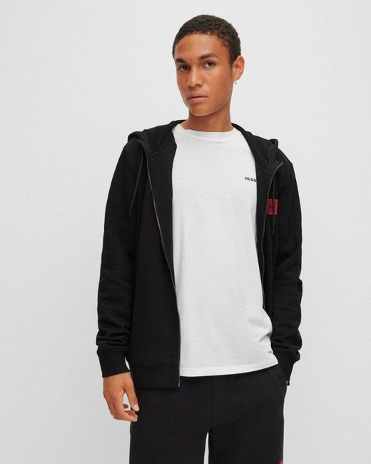 HUGO Black Daple212 Zip Through Hoodie for men